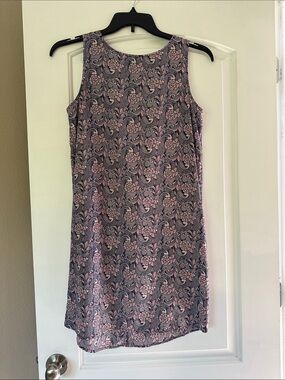 Halogen Sleeveless Floral A-Line Dress in Dusty Pink and Gray